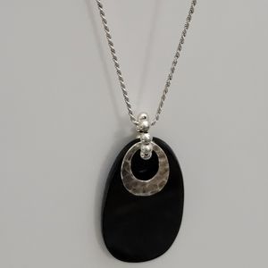 Silpada Sterling Black Onyx Pendant with Bead Ball on Sterling Silver Necklace